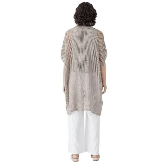 A5 NEW EILEEN FISHER Open Stitch Longline Organic Linen Cardigan Size S/M P/M - Picture 2 of 7